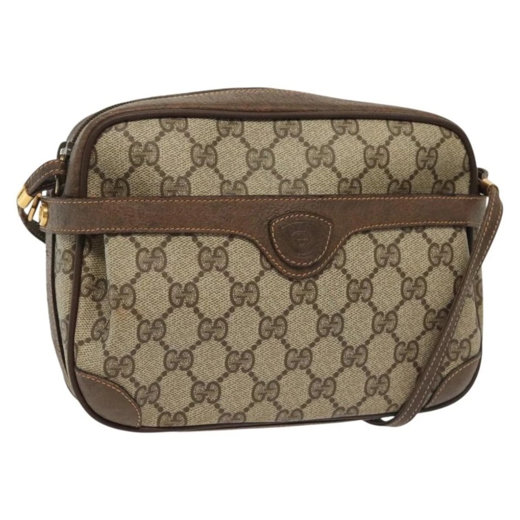 Gucci Gg Supreme Shoulder Bag Pvc Beige Gold Auth Ep10845